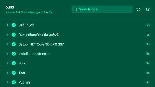 Screenshot of GitHub Actions log